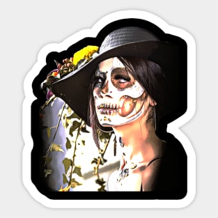 Paint-faced Woman in Hat Sticker